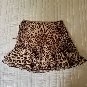 Leopard Print Flared Skirt